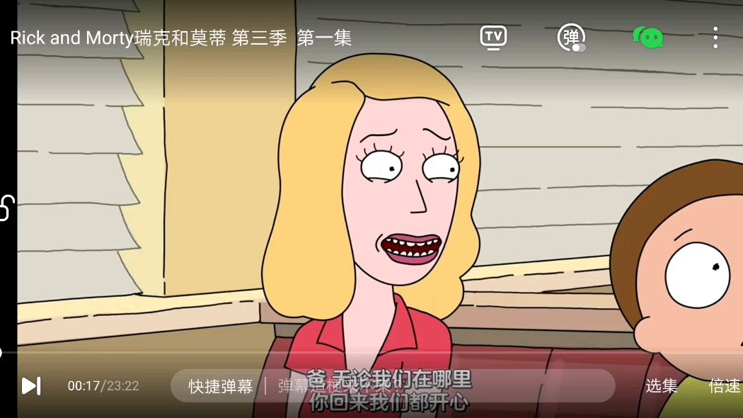 当你看瑞克与莫蒂时打开弹幕。。